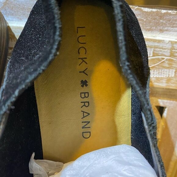 Lucky brand soft comfortable ebony onyx black suede lounge loafers 8.5 boho - Picture 4 of 8